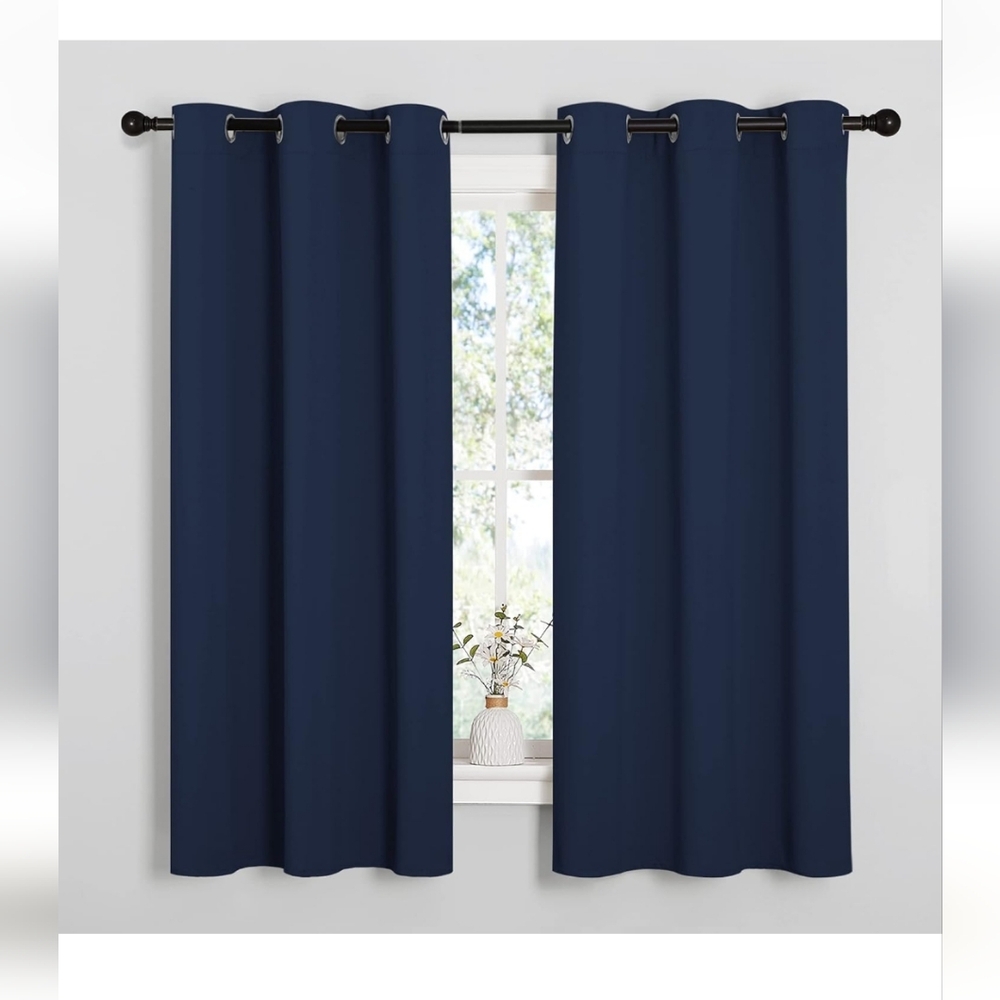 *set of 4 panels (2 pair)* EUC navy curtains, 42 x 63in
